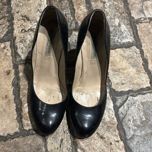 L.K Bennett Maddox Black Patent Leather Raffia Espadrille